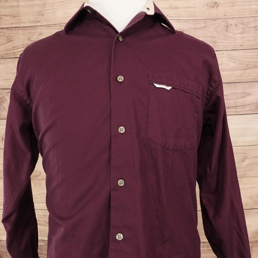 Alex Cannon Shirt Mens M Red Solid Long Sleeve Button-Up Cotton Casual